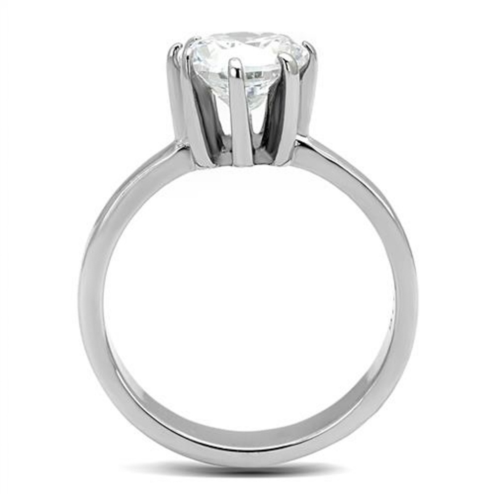 2.04 Ct Zirconia Stainless Steel Engagement Ring - Picture 3 of 4
